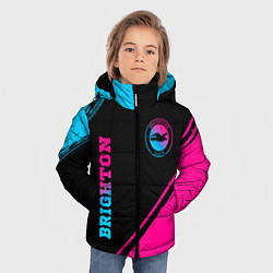 Куртка зимняя для мальчика Brighton - neon gradient: символ и надпись вертика, цвет: 3D-черный — фото 2