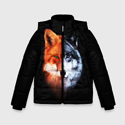 Куртка зимняя для мальчика Волк и Лисица, цвет: 3D-черный