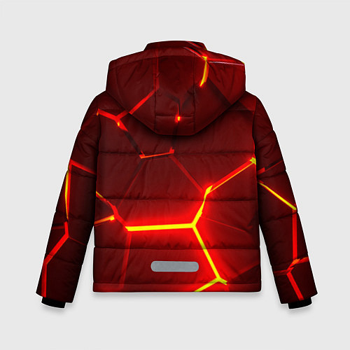 Зимняя куртка для мальчика Красные неоновые геометрические плиты / 3D-Красный – фото 2