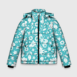 Куртка зимняя для мальчика Нежный цветочный паттерн, цвет: 3D-светло-серый