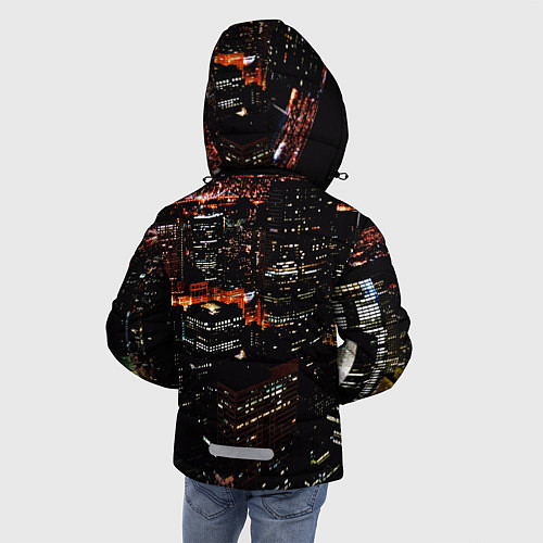 Зимняя куртка для мальчика Ночной город - вид с высоты / 3D-Светло-серый – фото 4