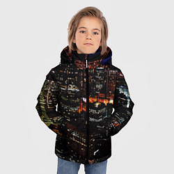 Куртка зимняя для мальчика Ночной город - вид с высоты, цвет: 3D-светло-серый — фото 2