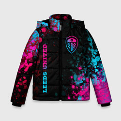 Зимняя куртка для мальчика Leeds United - neon gradient: символ и надпись вер