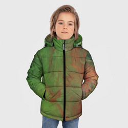 Куртка зимняя для мальчика Зелёные и красные волны красок, цвет: 3D-светло-серый — фото 2