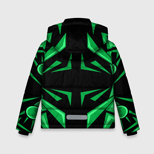 Зимняя куртка для мальчика Фигуры зеленого цвета на черном фоне geometry / 3D-Светло-серый – фото 2
