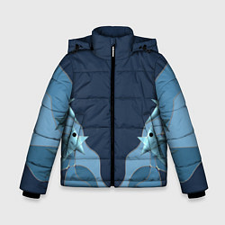 Зимняя куртка для мальчика Голубые линии и звезды Абстрактный принт со звезда