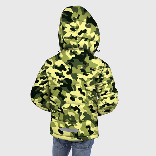 Зимняя куртка для мальчика Камуфляж Зеленые листья / 3D-Светло-серый – фото 4