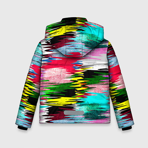 Зимняя куртка для мальчика Абстрактный многоцветный неоновый узор / 3D-Красный – фото 2