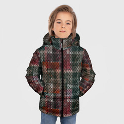 Куртка зимняя для мальчика Черный сетчатый узор на гранжевом фоне, цвет: 3D-светло-серый — фото 2