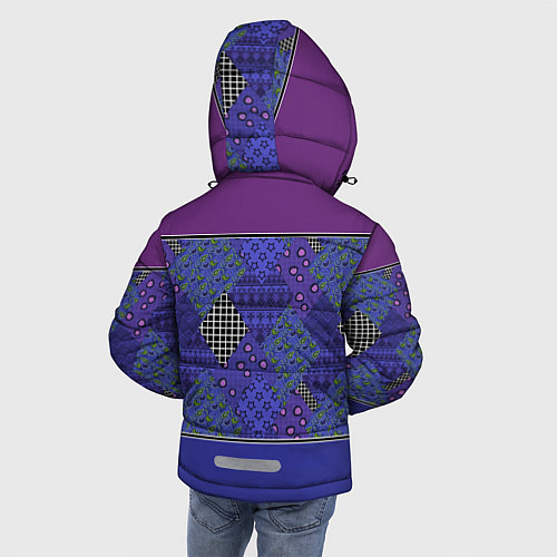 Зимняя куртка для мальчика Combined burgundy-blue pattern with patchwork / 3D-Светло-серый – фото 4
