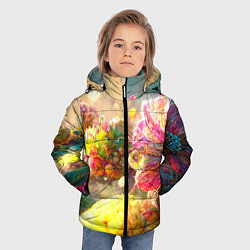 Куртка зимняя для мальчика Цветы абстракция, цвет: 3D-светло-серый — фото 2