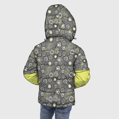 Зимняя куртка для мальчика Абстрактный узор с неоновыми вставками / 3D-Светло-серый – фото 4