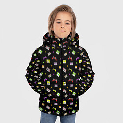Куртка зимняя для мальчика 90s pattern on black, цвет: 3D-черный — фото 2