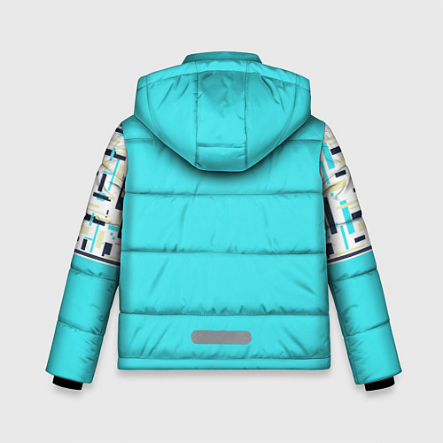 Зимняя куртка для мальчика Голубой неоновый геометрический узор / 3D-Красный – фото 2