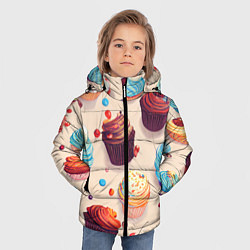Куртка зимняя для мальчика Капкейки на разный вкус, цвет: 3D-светло-серый — фото 2