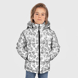 Куртка зимняя для мальчика Череп штрихованный, цвет: 3D-светло-серый — фото 2