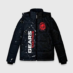 Куртка зимняя для мальчика Gears of War красно-белой лого на темном фоне, цвет: 3D-красный
