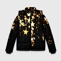 Куртка зимняя для мальчика Золотые праздничные звезды, цвет: 3D-черный