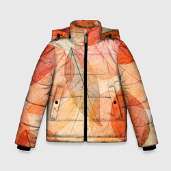 Куртка зимняя для мальчика Осенние прозрачные листья, цвет: 3D-черный