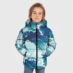 Куртка зимняя для мальчика Несущиеся морские волны, цвет: 3D-светло-серый — фото 2