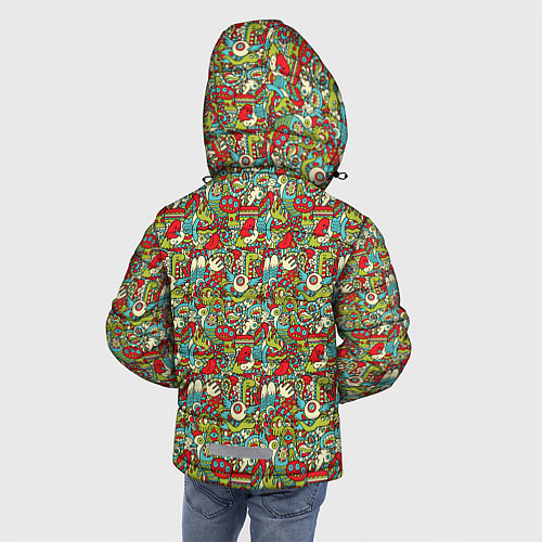 Зимняя куртка для мальчика Монстрики, животные и пришельцы / 3D-Светло-серый – фото 4