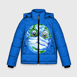 Куртка зимняя для мальчика Злая планета Земля в маске, цвет: 3D-красный
