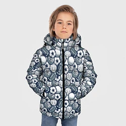 Куртка зимняя для мальчика Мячи спортивные, цвет: 3D-светло-серый — фото 2