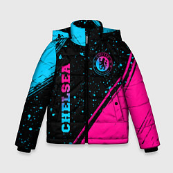 Куртка зимняя для мальчика Chelsea - neon gradient: надпись, символ, цвет: 3D-черный
