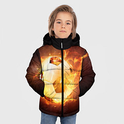Куртка зимняя для мальчика Футбольный мяч огонь, цвет: 3D-светло-серый — фото 2
