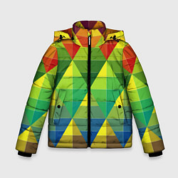 Куртка зимняя для мальчика Узор из разноцветных фигур, цвет: 3D-черный