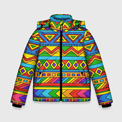 Куртка зимняя для мальчика Красивый цветной орнамент, цвет: 3D-красный