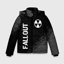Куртка зимняя для мальчика Fallout glitch на темном фоне: надпись, символ, цвет: 3D-черный