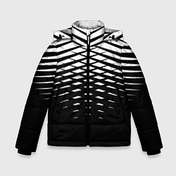 Куртка зимняя для мальчика Черно-белая симметричная сетка из треугольников, цвет: 3D-светло-серый