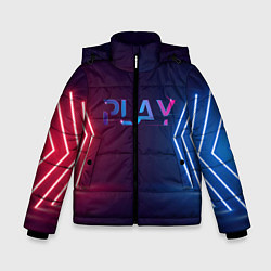 Куртка зимняя для мальчика Play неоновые буквы и красно синие полосы, цвет: 3D-красный