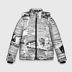 Куртка зимняя для мальчика Газетный коллаж, цвет: 3D-светло-серый