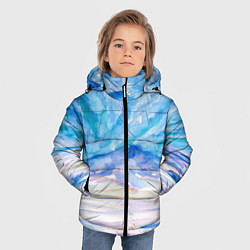 Куртка зимняя для мальчика Заснеженный пейзаж акварель, цвет: 3D-светло-серый — фото 2