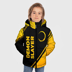 Куртка зимняя для мальчика Demon Slayer - gold gradient: надпись, символ, цвет: 3D-черный — фото 2