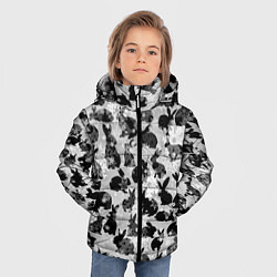 Куртка зимняя для мальчика Черные новогодние кролики, цвет: 3D-светло-серый — фото 2