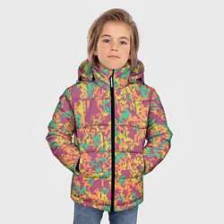 Куртка зимняя для мальчика Цифровой камуфляж - сиренево-зеленый, цвет: 3D-красный — фото 2