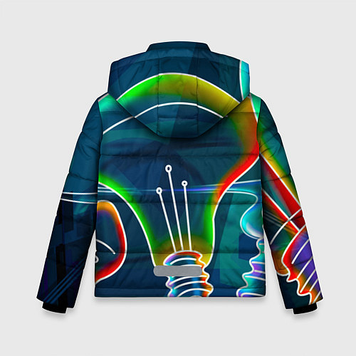 Зимняя куртка для мальчика Неоновые лампы - коллаж / 3D-Светло-серый – фото 2