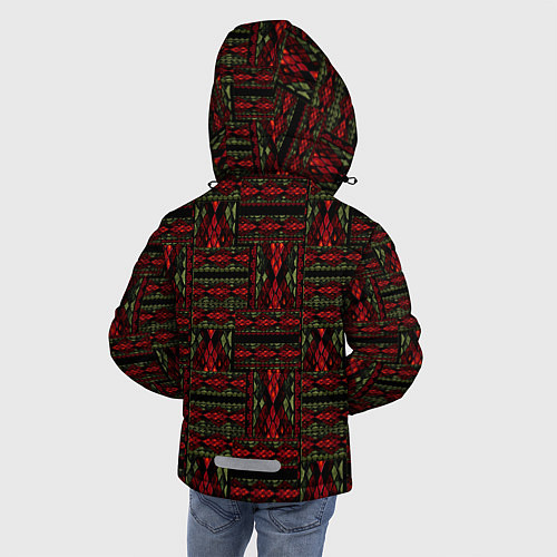 Зимняя куртка для мальчика Красно зеленый лоскутный узор змеиной кожи имитаци / 3D-Светло-серый – фото 4