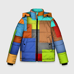 Куртка зимняя для мальчика Разноцветные кубы, цвет: 3D-красный