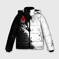 Куртка зимняя для мальчика Mitsubishi - черно-белая абстракция, цвет: 3D-светло-серый