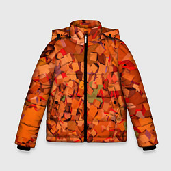 Куртка зимняя для мальчика Оранжевые кубы в абстракции, цвет: 3D-светло-серый