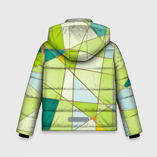 Зимняя куртка для мальчика Абстрактный салатовый стеклянный паттерн / 3D-Светло-серый – фото 2