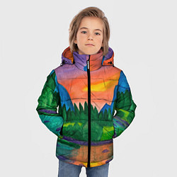 Куртка зимняя для мальчика Закат на реке, цвет: 3D-светло-серый — фото 2