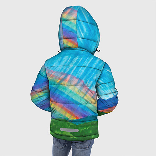 Зимняя куртка для мальчика Летний дождь радуга / 3D-Светло-серый – фото 4