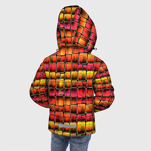 Зимняя куртка для мальчика Неоновый геометрический узор / 3D-Светло-серый – фото 4
