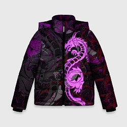 Куртка зимняя для мальчика Неоновый дракон purple dragon, цвет: 3D-черный