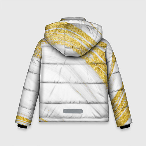Зимняя куртка для мальчика Белый с золотом мрамор / 3D-Красный – фото 2